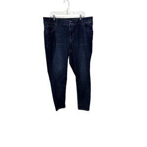 Lane Bryant Womens Skinny Jeans Dark Wash Tighter Tummy Technology Size 20 Long